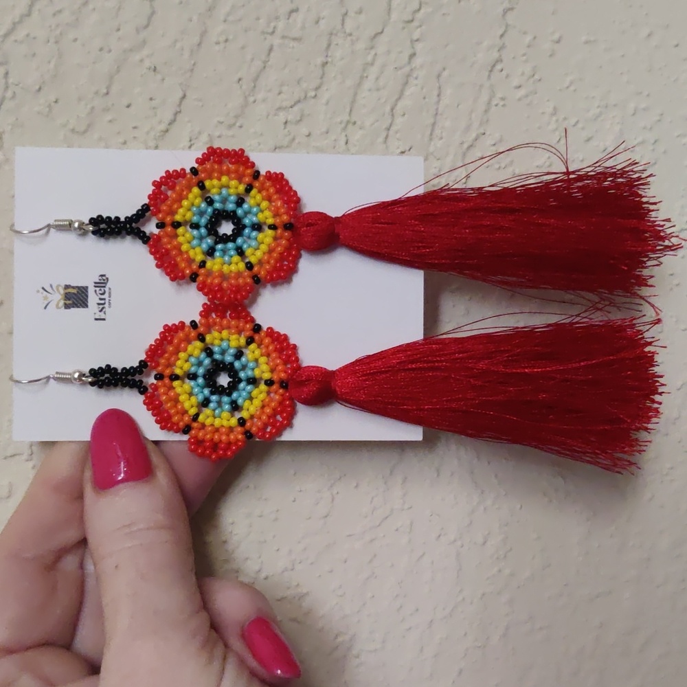 Beaded tassel earring shoulder draggers